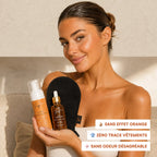 Mousse autobronzante et sérum visage Golden Face SNY Cosmetics avec gant applicateur, sans effet orange, zéro trace sur les vêtements