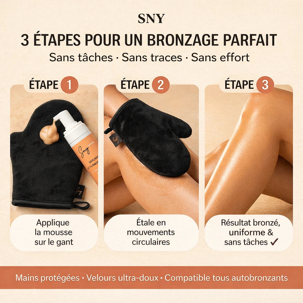 Gant applicateur SNY - 3 étapes pour un bronzage parfait sans tâches