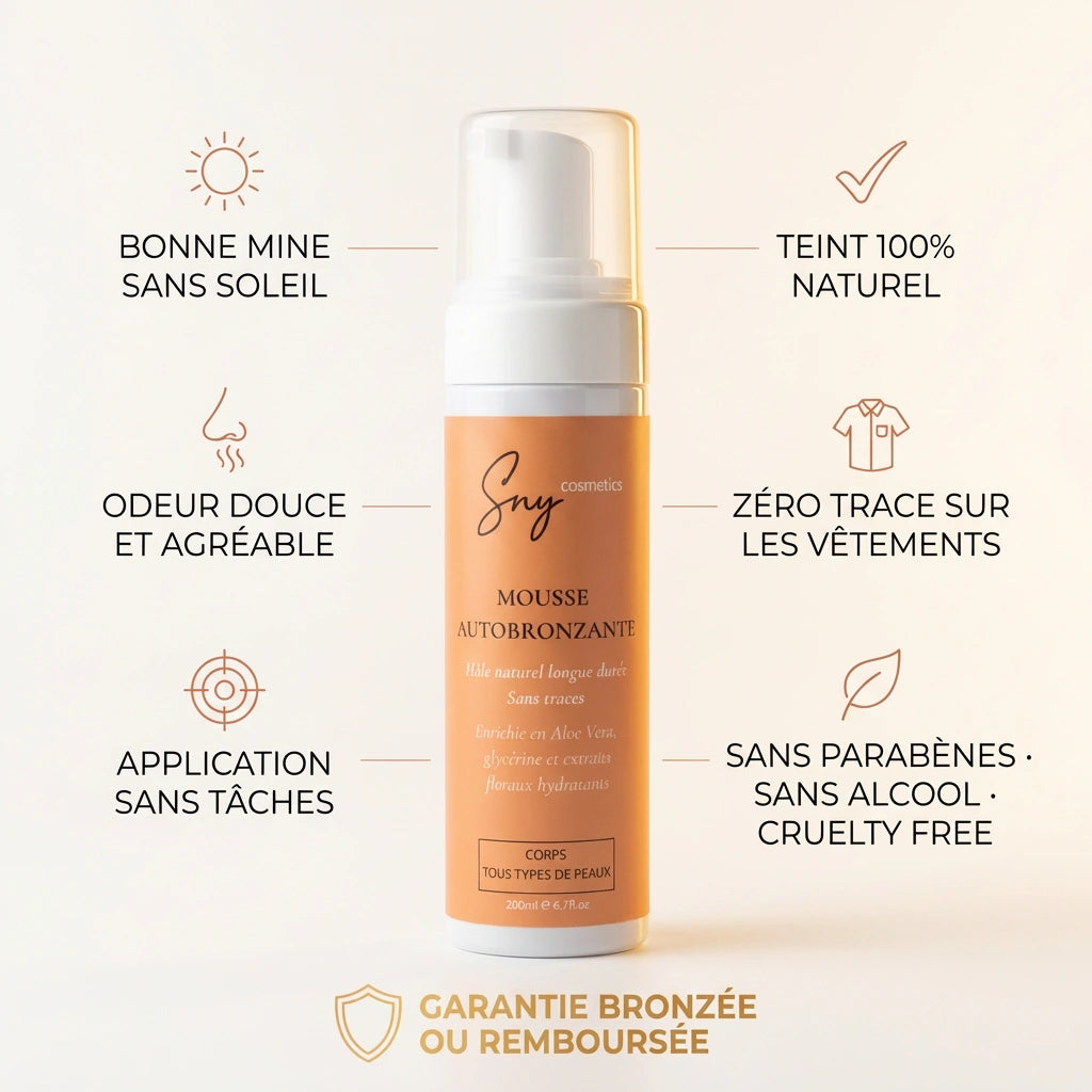 Mousse autobronzante SNY - bonne mine sans soleil, teint naturel